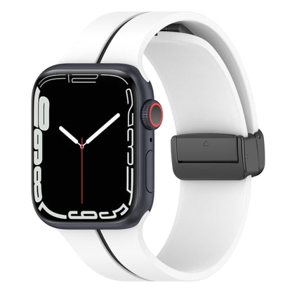 Two-color folding buckle silicone watch band, white and black