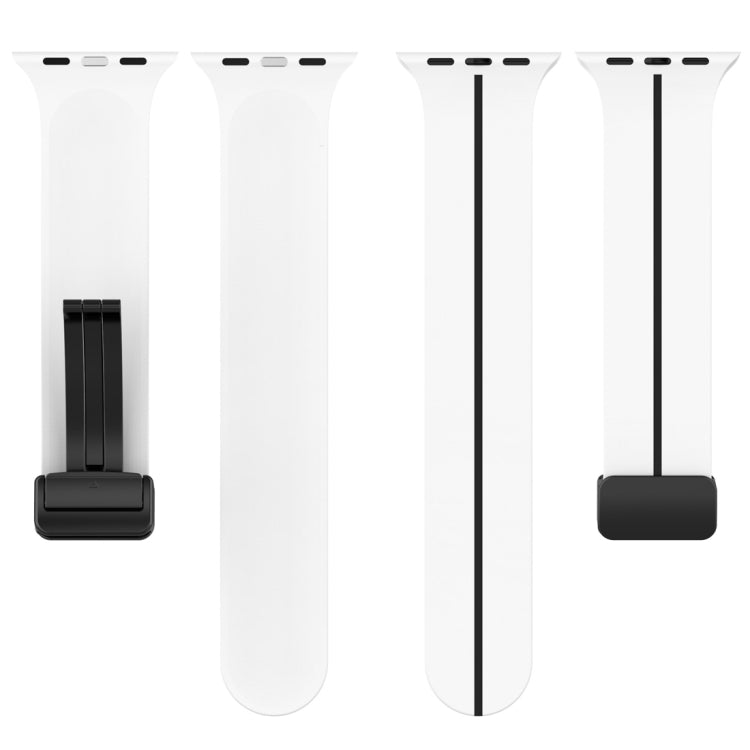 Two-color folding buckle silicone watch band, white strap with black buckle