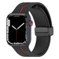 Two-color folding buckle silicone watch band, black and dark gray with red stripe