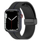 Silicone watch band with folding buckle, black with blue accent, for Apple Watch