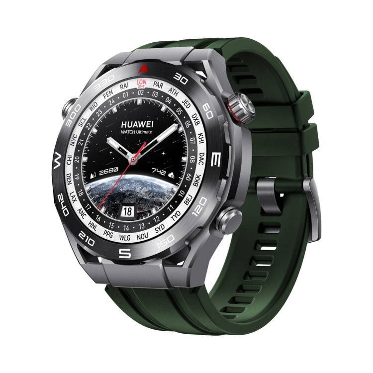 Silicone watch band in dark green with buckle and vented strap for Huawei Watch Ultimate