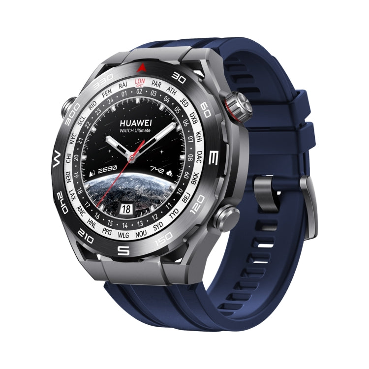 Midnight blue silicone watch band with adjustable holes and snap buckle clasp