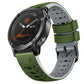 Olive green and gray 22mm silicone watch band with quick-release clasp