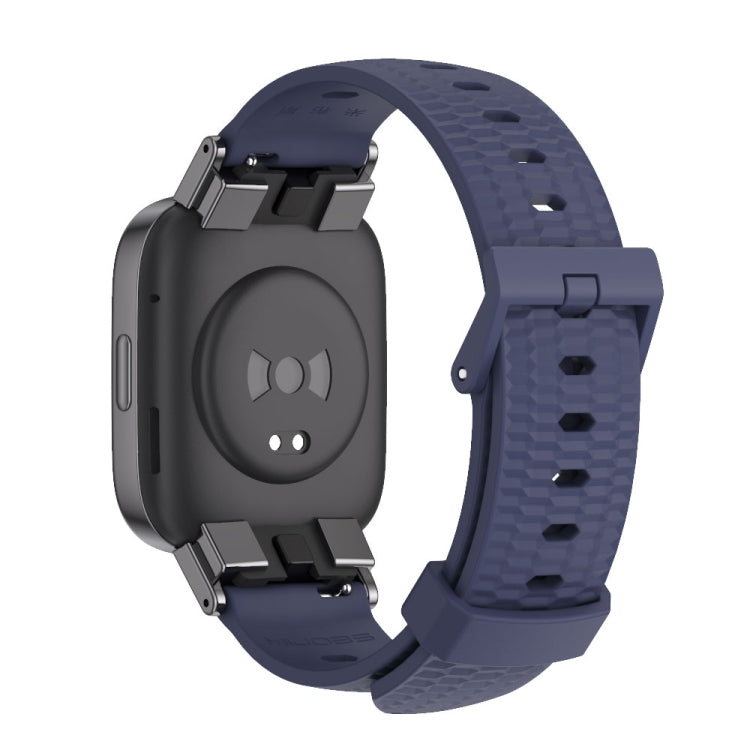 Midnight blue TPU honeycomb watch strap, view of metal connector underside