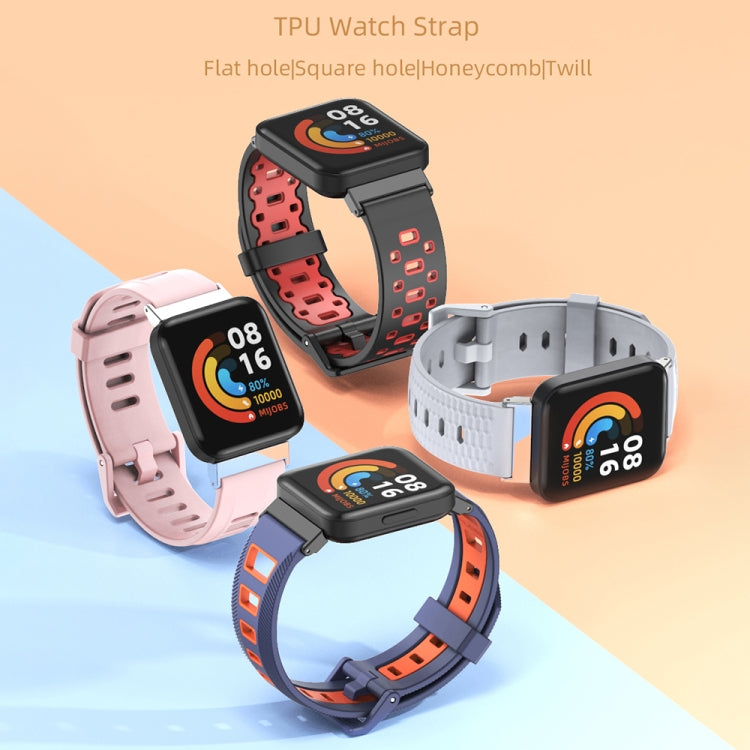 TPU honeycomb watch straps with square-hole texture, multiple colors and clasps
