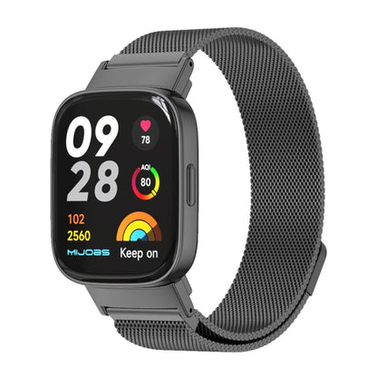 Black metal mesh magnetic watch band with snap connector for Redmi Watch 3