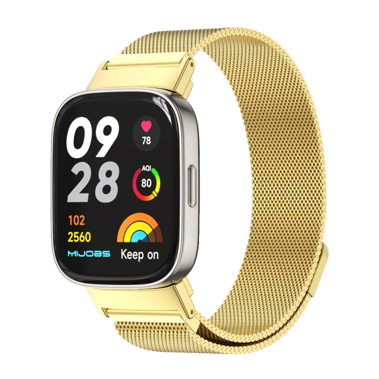 Gold metal mesh magnetic watch band with snap connector for Redmi Watch 3