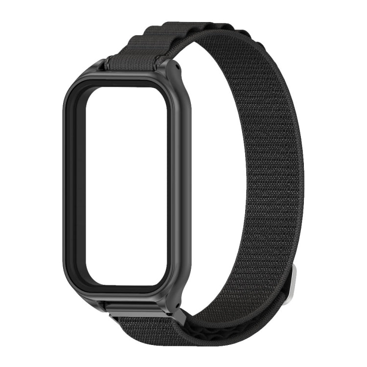 Metal-shell nylon watch band with black strap and blank watch display