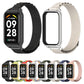 Metal-shell nylon watch bands in multiple colors with matching metal smartwatch frames