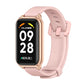 Pink silicone watch band with rose-gold metal case smartwatch display