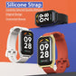 Metal-shell silicone watch bands in white, black, gold, and red colors