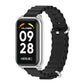 Metal shell silicone watch band in black with silver bezel and clasp