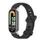 Black+silver breathable silicone watch band with perforations and adjustable buckle