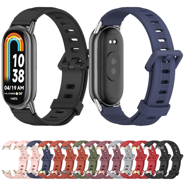 Silicone watch band set with breathable holes, black and navy bands with metal clasp
