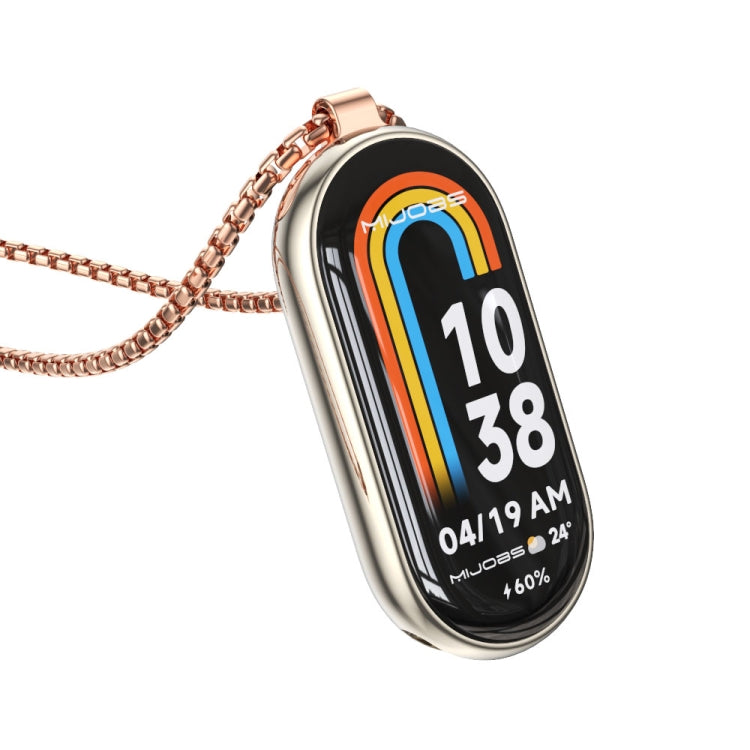 Rose gold stainless steel pendant watch necklace with rose chain and rainbow 10:38
