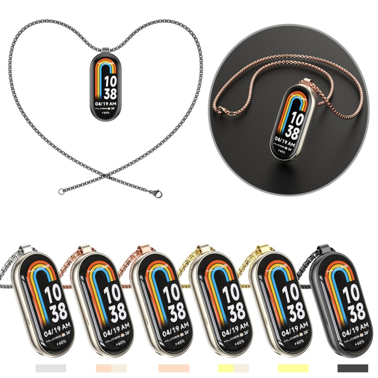 Multi-color stainless steel pendant watch necklaces set with rainbow 10:38 displays