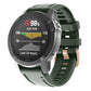 Dark green silicone watch band with rose-gold buckle and adjustable holes