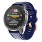 Navy blue silicone watch band with rose-gold buckle and adjustable holes