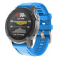 Blue silicone watch band with rose-gold buckle and adjustable holes