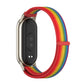 Red and rainbow breathable nylon loop watch band with silver clasp for smartwatch
