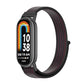 Black breathable nylon loop watch band with red accent and silver clasp for smartwatch