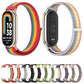 Breathable nylon loop watch band with rainbow woven strap and metal clasp
