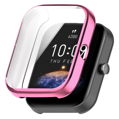 Pink TPU full-coverage watch protective case with clear front for Amazfit Bip 3