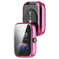 Pink and clear TPU protective watch case with raised frame and side button cutout