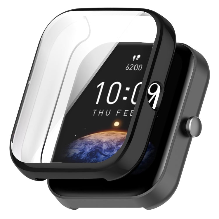 Black TPU full-coverage watch protective case with clear front window for Amazfit Bip 3