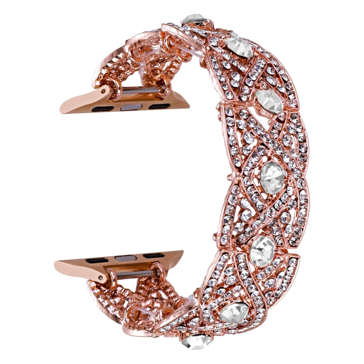 Diamond twist metal watch band with rose-gold finish and sparkling clear stone accents