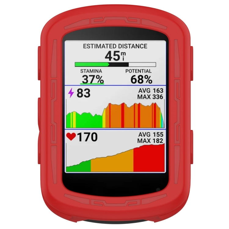 Red silicone protective case with front screen window for Garmin Edge