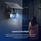 Solar dome security camera with LED floodlight glow and front dome lens module