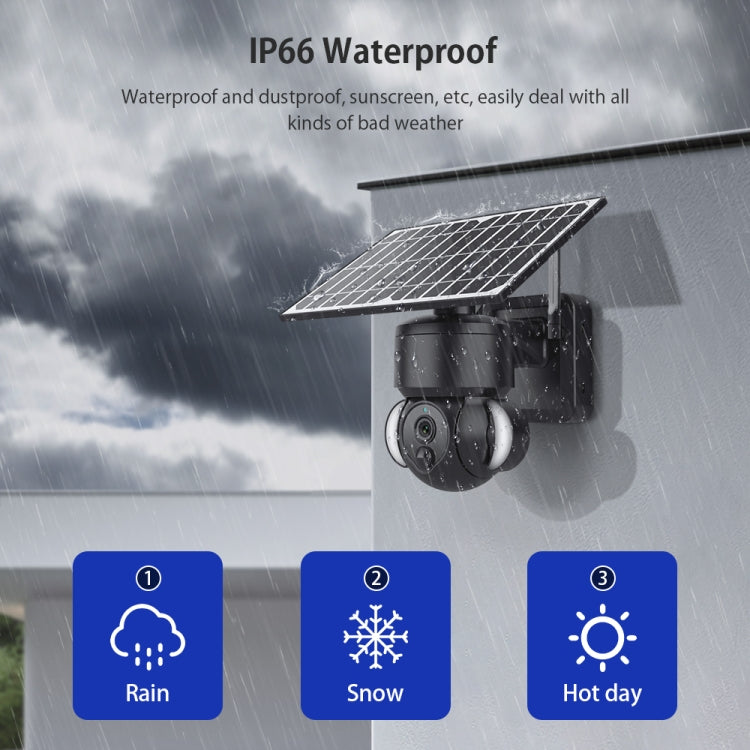 Weatherproof solar dome security camera with IP66 sealing for rain and dust