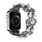 Four-leaf bead metal watch band with crystal-studded links and pearl-style beads
