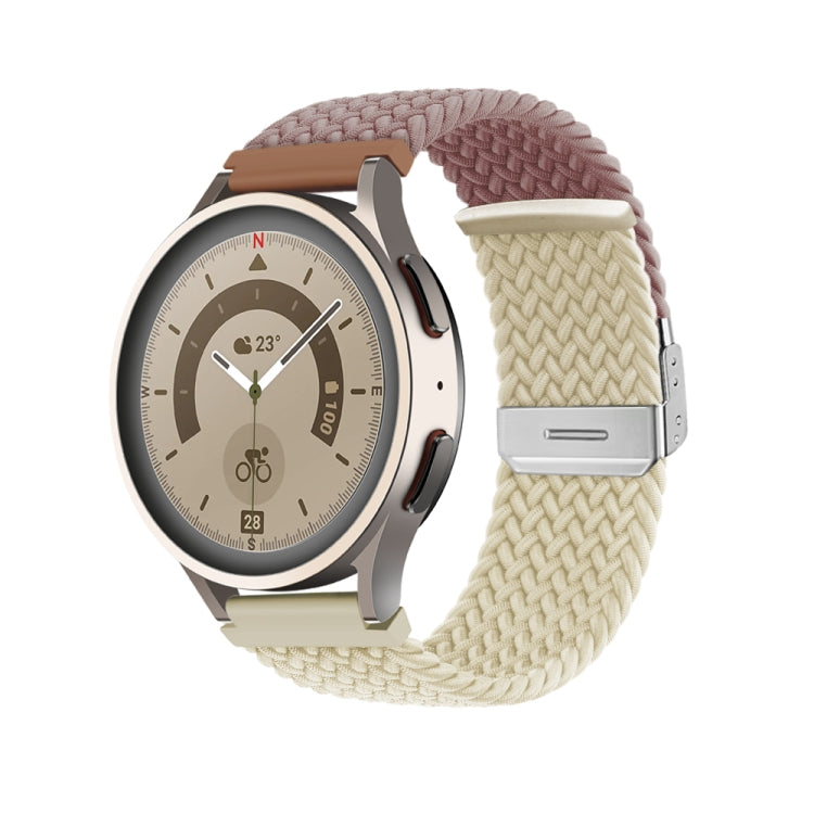 Lilac braided nylon watch band with buckle clasp and metal keeper