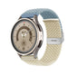 Light blue braided nylon watch band with buckle clasp and metal keeper