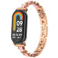 Rose gold link replacement watch band with fitness tracker, rainbow clock display