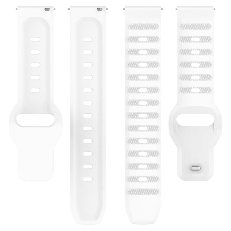 Silicone replacement watch band, white, dots texture with multiple adjustment holes