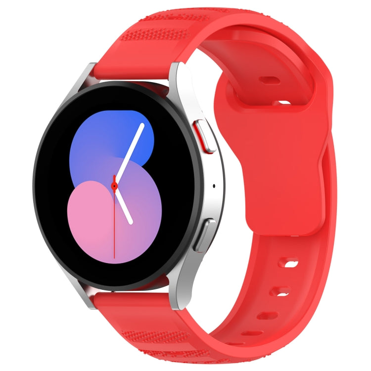 Silicone replacement watch band, red, dotted texture with clasp and strap holes