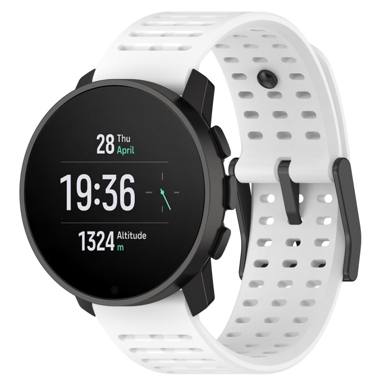 Silicone sport watch band, white perforated design, for Suunto 9 Peak Pro/Vertical/Race