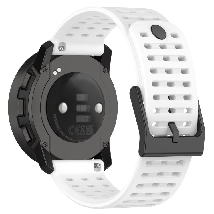 Silicone sport watch band, white perforated strap with clasp, for Suunto 9 Peak Pro/Vertical/Race