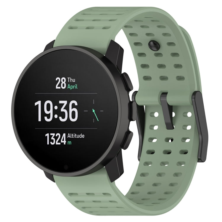 Silicone sport watch band, pine green perforated design, for Suunto 9 Peak Pro/Vertical/Race