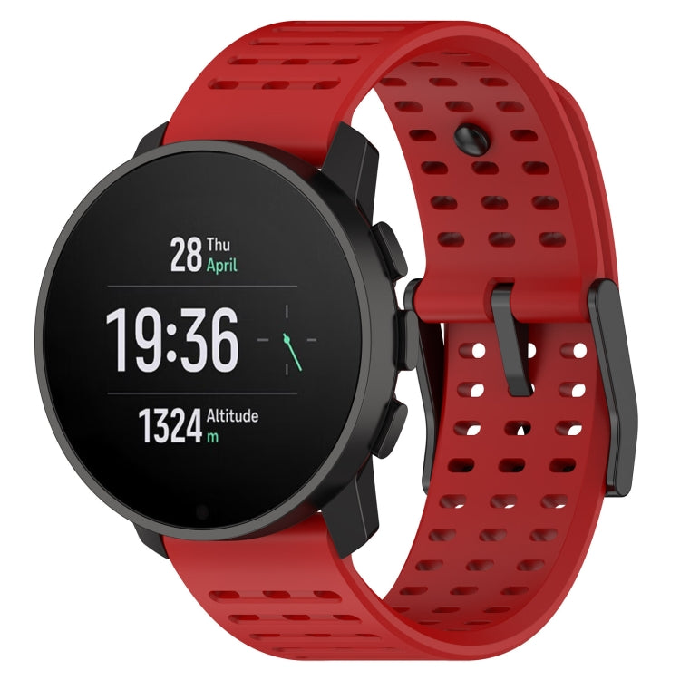 Silicone sport watch band, red perforated design, for Suunto 9 Peak Pro/Vertical/Race