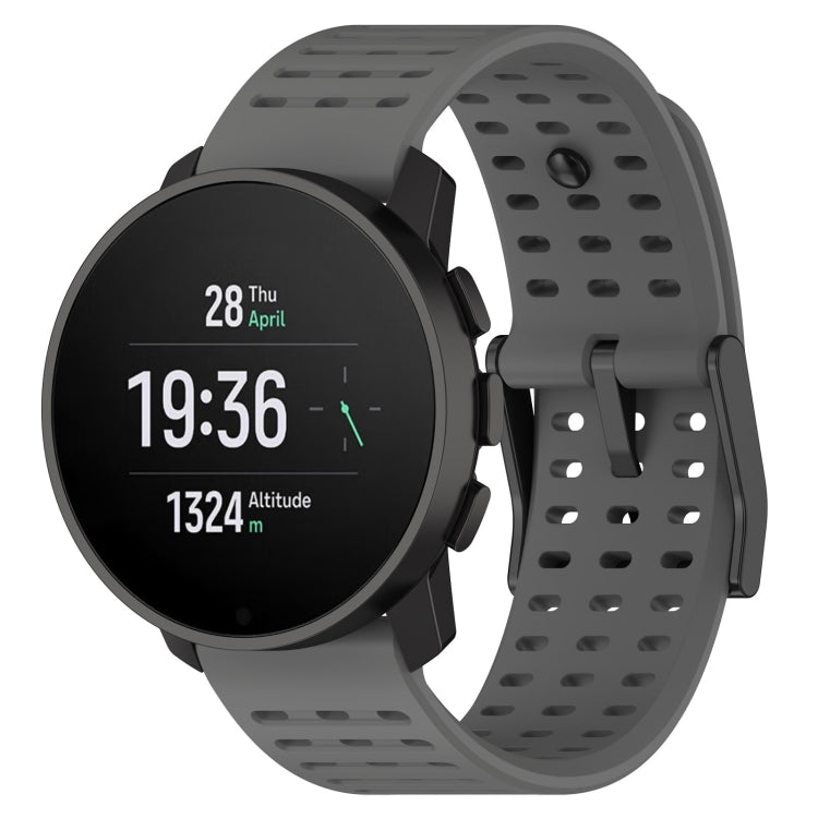 Silicone sport watch band, gray perforated design, for Suunto 9 Peak Pro/Vertical/Race