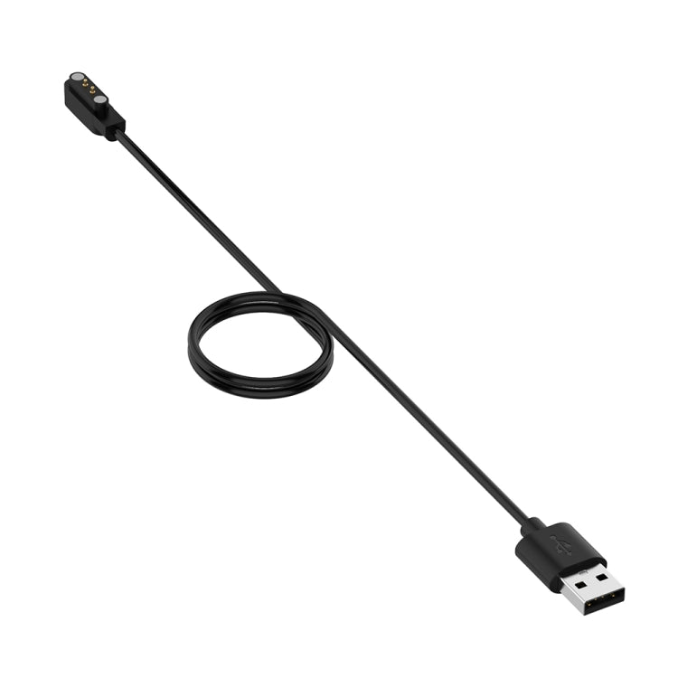 Magnetic charging cable with USB-A plug and magnetic watch connector, black