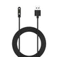 Coiled magnetic smartwatch charging cable with USB-A plug and magnetic end, black