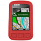 Red silicone protective case with screen cutout and ventilation holes along the top