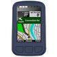Midnight blue silicone protective case with screen cutout and textured bottom grip pads