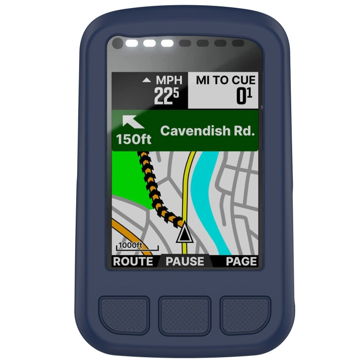 Midnight blue silicone protective case with screen cutout and textured bottom grip pads