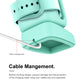 Mint green watch stand showing cable management holder and charging cradle